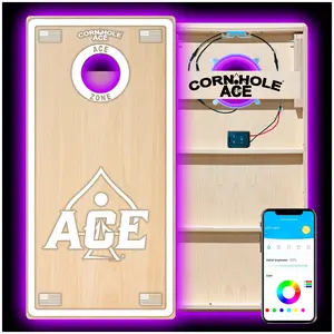ACE Zone - White Cornhole Board Set | Professional with Pro Light Kit