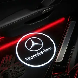 2 Pcs Benz Carbon Fiber Welcome Lights Set, Car Door Projection Lamp, Laser Light, Custom Decorative Floor Lamp (batteries Not Included)