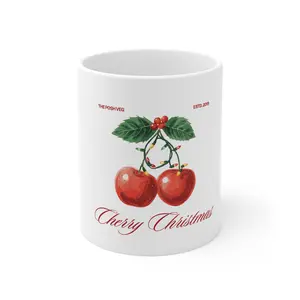 Cherry Christmas Mug — Cute Christmas 11oz Holiday Coffee Cup | Christmas Gift Ceramic Drinkware