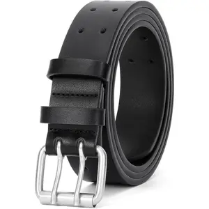 Men's Double Fork Belt Casual Work Heavy Duty Belt Double Hole Belt for Jeans