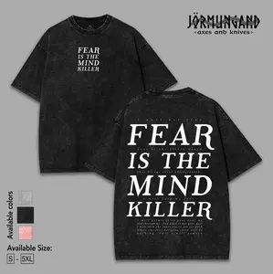 Dune Fear Is The Mind-Killer Double Printed Unisex Acid Washed Lightweight Cotton T-Shirt, Sci-Fi Movie Shirt, Desert Aesthetic Graphic Tee, Y2K Streetwear, Gift For Fans, Men Women Soft Tee