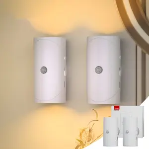 2/4 PACK Rechargeable LED Smart Night Light, Three Lighting Modes Led Lighted Indoor Wall Lamp, Magnetic Staircase Light for Hallway Bedside Desk Closet