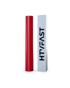 HTVFast HTV Vinyl Rolls Heat Transfer Vinyl - 11.8" x 20' Roll - Flexible & Stretchable PU Material-Easy to Cut, Weed & Transfer w/Heat Press/Home Iron-Works on Plastic, Wood, Ceramic & Fabric (Red)
