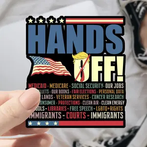 Hands Off Protest Anti Trump Sticker, Don't Touch Sticker, Protest Vinyl Decal, protect Political Activism Medicare Social Security