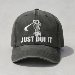 Tiger Woods Just DUI Embroidered Hat, Funny Golf Meme Cap Casual Everyday Wear Unisex Adjustable Cap