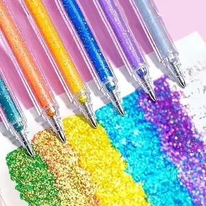 Glitter Gel Pen (6/12/24pcs), Colorful Glitter Pen, Smooth Writing Pen for Students, Office Stationery & Supplies for Craft & Scrapbook Making for new year gifts