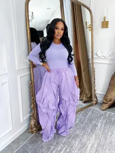 Women's Fashionable Spring & Fall Slim-Fit Jumpsuit Set, Wide-Leg Patchwork Lace Pants, Casual Two-Piece for Women