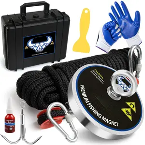 1500lbs Magnet Fishing Kit with Case, 4.72inch Diameter Fishing Magnet Kit Combined Strong Pulling Force Fishing Magnet for Magnetic Fishing and Heavy Duty Use