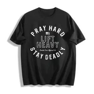Men’s T-Shirt Casual Style Graphic Tee 100% Cotton S-5XL Plus Size Pray Hard Lift Heavy Stay Deadly Text Design Gym Fitness Enthusiasts Ideal Gift For Workout Buddies Phantom Troupe Anime men’s shirts