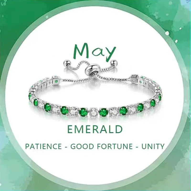 BirthstoneBraceletforWomen,SilverTennisBraceletswithCubicZirconiaAdjustableSliderBraceletBirthdayMother'sDayGraduationGiftsforHerMomWifeGirlfriend BirthstoneBraceletforWomen,SilverTennisBraceletswithCubicZirconiaAdjustableSliderBraceletBirthdayMother'sDayGraduationGiftsforHerMomWifeGirlfriend