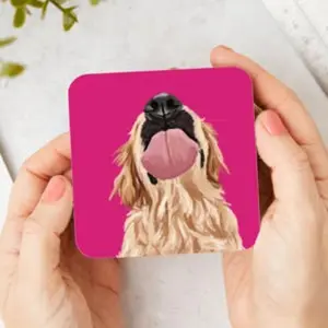 2 pieces  2D flat illustration dog acrylic coasters Kitchen Coasters