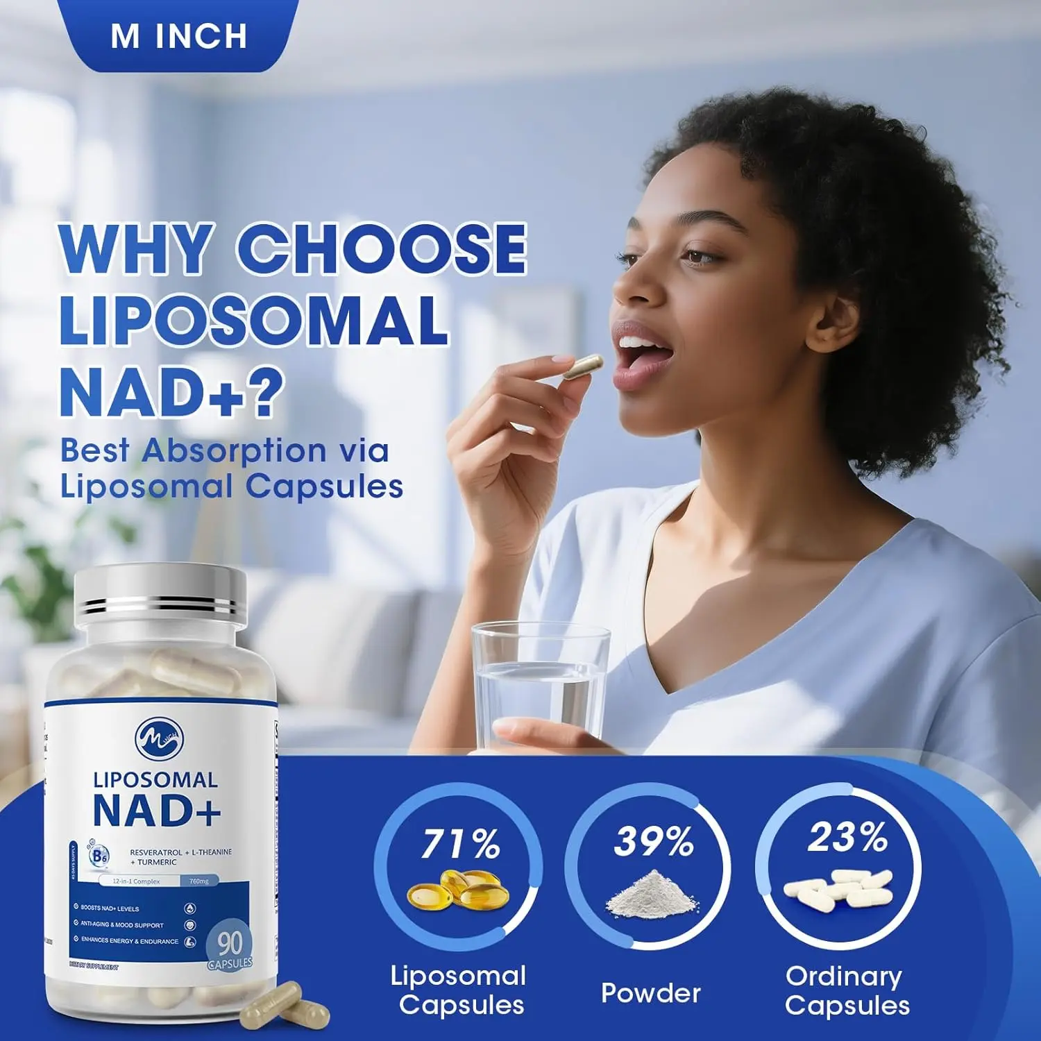 Liposomal NAD+ Supplement with Resveratrol for Energy, Aging & Cell Regeneration Support, 90 Capsules Liposomal NAD+ Supplement with Resveratrol for Energy, Aging & Cell Regeneration Support, 90 Capsules