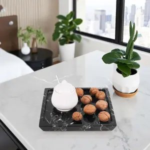 Elborse Marble Serving Tray 10 inches Handmade Square Tray for Party Modern Candle Dish for Entertaining, Cafeteria and Food Trays, Ideal Candle Plate