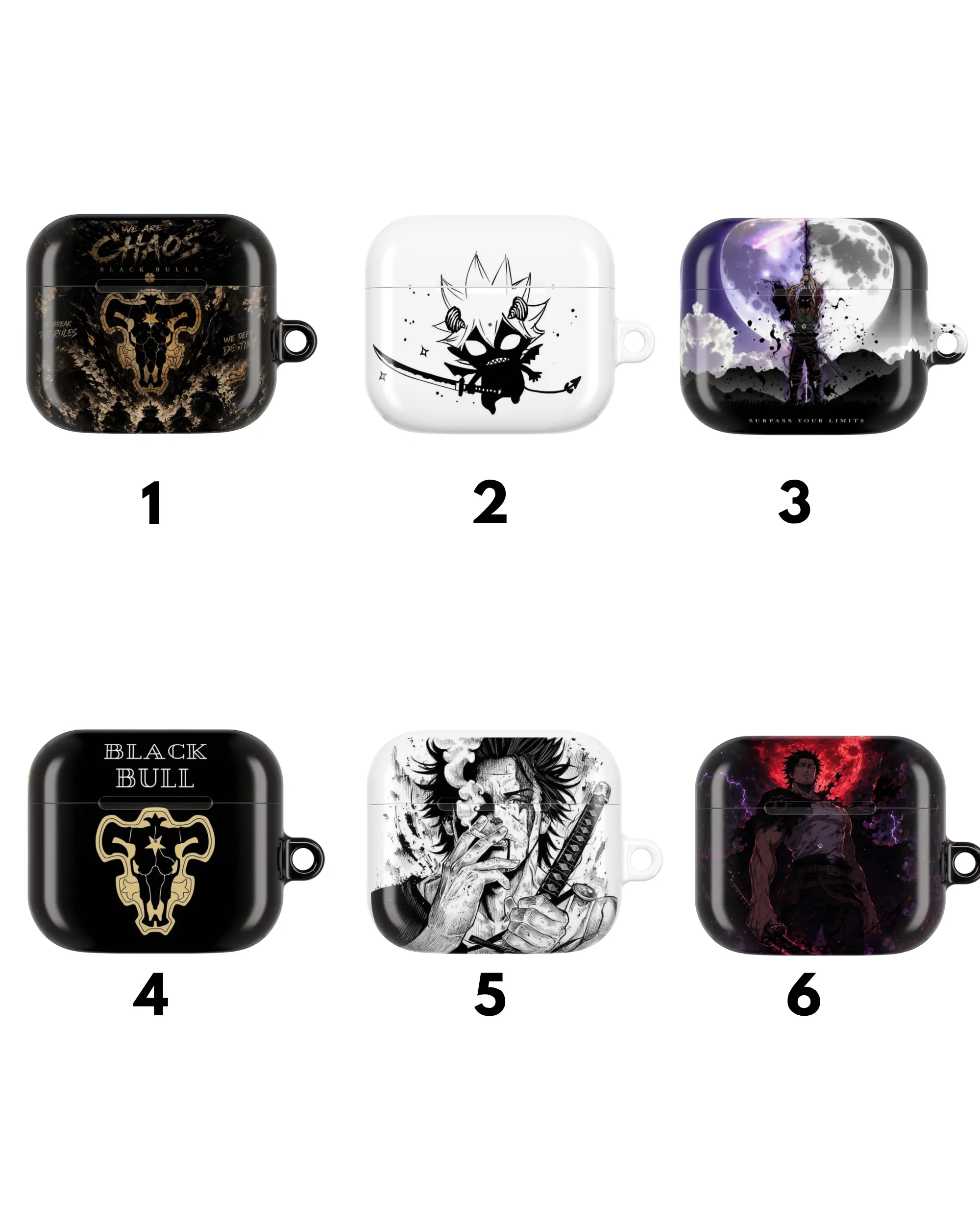 Black Clover Anime Style AirPods Case,  Aesthetic AirPods Pro Case, Style Cover, Gift for Anime Lover for AirPods Pro 1 2 3 , Airpod 1 2 3 4