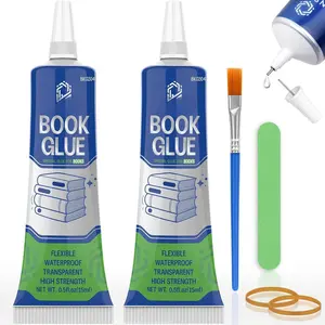 Book Glue, 15ML x 2 Book Adhesive, Clear Book Binding Adhesive, Flexible Paper Glue for Book Repair and Bonding, Envelopes, Postcards, Paper Craft, Greeting Cards, Invitations, Crafts DIY