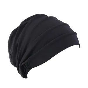 Cotton Slouch Beanie for Women Solid Color Chemo Cap Muslim Hijab Head Wrap Turban