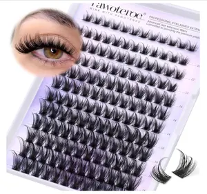 Pawotence Lash Clusters Wispy Cluster Eyelash Extensions 10-18mm Individual Lashes 144pcs Cluster Lashes Extension DIY False Eyelashes Comfortable