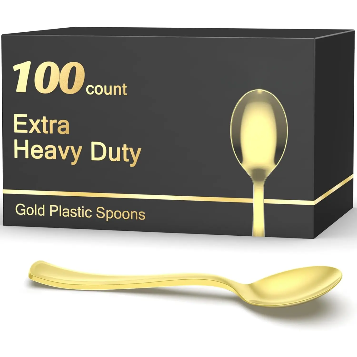 100 Count Heavy Duty  Plastic Spoons Disposable, , Heat Resistant, Solid and Durable  Plastic Disposable Spoons for Party