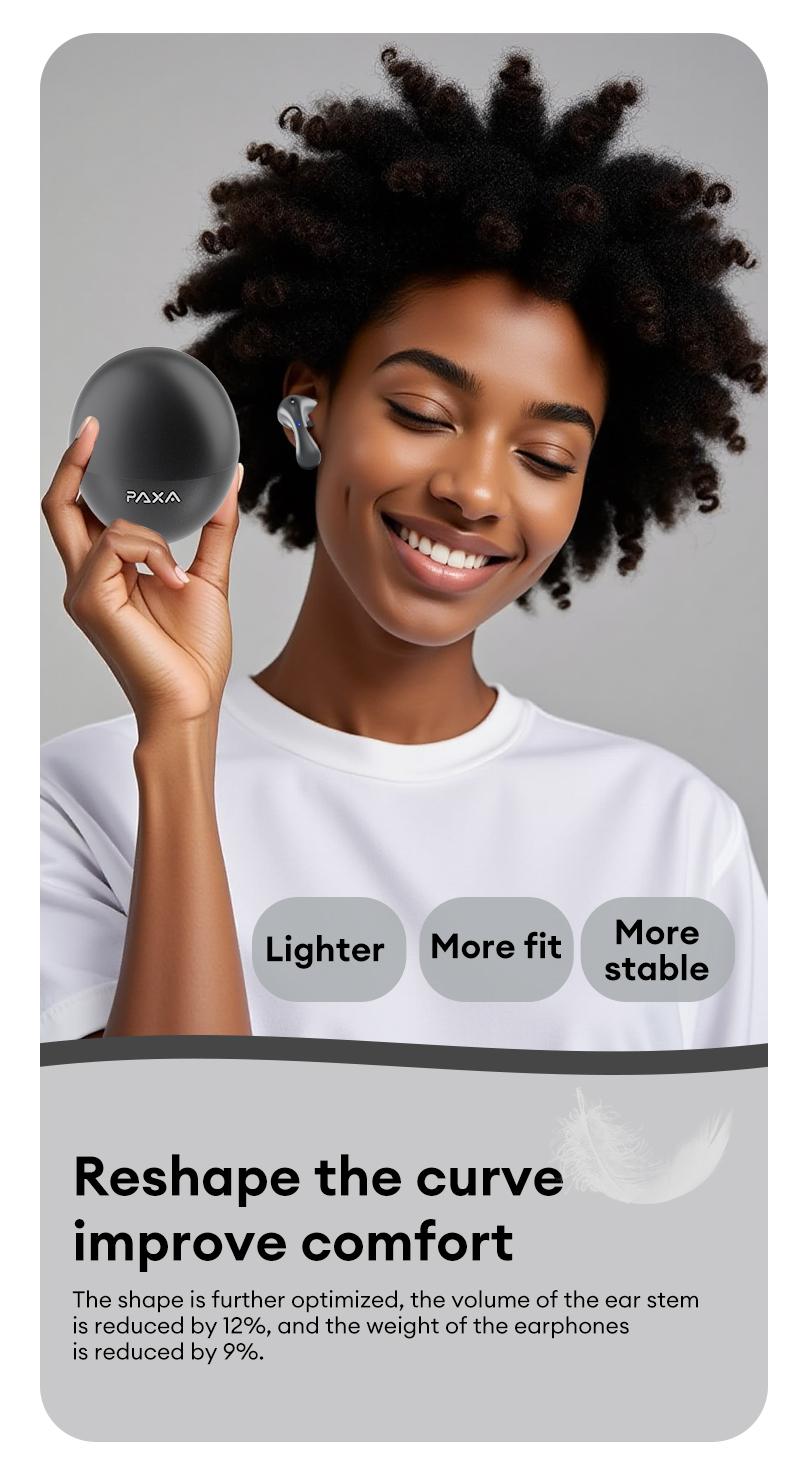 PAXA PA-L02 Wireless Bluetooth Headphones, Powerful Sound Effects for Music, Dustproof & Waterproof Sports Earbuds for Running, Workout, Audio