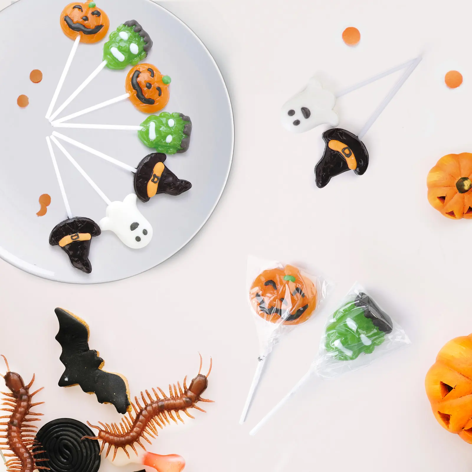 Halloween Lollipop Suckers,Pumpkin Candy Suckers,Vampires Candies,Lollipops Individually Wrapped,Great for Halloween Goody Bag Fillers