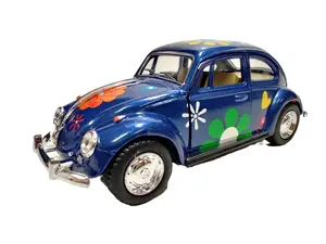 KINSMART 1967 Volkswagen Classical Beetle 1:32 Scale Die-Cast Model Car with Pull Back Action & Openable Doors Blue Color Authentic Design Collectible Toy