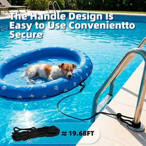 Dono B-Dog Float Raft - Large Bone-Blue Inflatable Swimming Float with Convenient Handle and Rope Design for Summer, Portable Pool Floater with Sturdy Fabric Covering, Cute Cooling Toy for Small, Medium, and Large Dogs