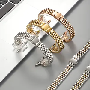 Slim-Fit Five-Bead Stainless Steel Band, Solid Metal Replacement Strap for Apple Watch & Huawei GT