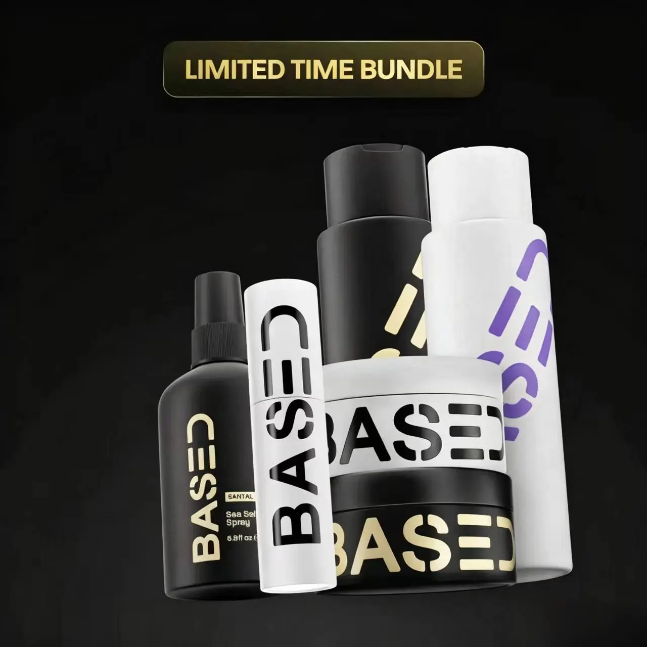 BASED Deluxe Straight/Wavy Hair Kit | Shampoo, Conditioner, Texture Powder, Hair Clay, Pomade, Sea Salt Spray + Wooden Comb | Science-Backed, High Performance