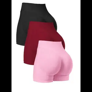 Women’s solid high-waisted sports shorts made of breathable, comfortable, highly stretchy spandex—skinny gym shorts for fall workouts, suitable for indoor and outdoor wear, walking, and exercise.