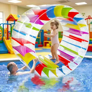 65" Giant Inflatable Rolling Wheel Colorful Water Floating Roller for Kids Multi-Purpose Inflatable Toy for Pool Lawn Backyard Indoor Outdoor Summer Party Games