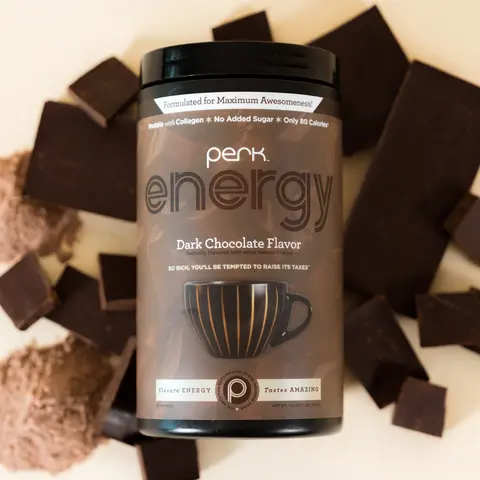 Perk Energy Morning Dietary Supplement Powder, Enriched with Collagen, Caffeine, Protein, Vitamins & Antioxidants, 20 Servings Nutrient-Rich Coffee Powder Supplements Collagen Beverage Blend Supplement