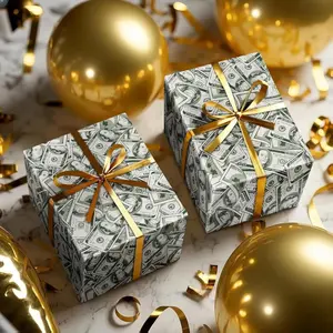 Funny Wrapping Paper Roll for Men Women Adult Mini Roll 17 Inches x 16.4 Feet Printed with Dollar Bills Money Pattern Ideal for Birthday Party Novelty Gifts and Holiday