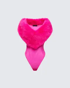 Nina Pink Fur Trim Bodysuit