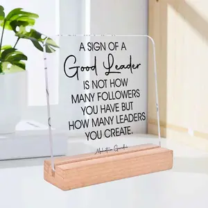 Thank You Gift for Boss, 1 Count Acrylic Decorative Desk Plaque with Wooden Stand, Home Desk Sign Souvenir, Thank You Gift for Friend and Colleagues, Office Home Decor