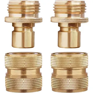 Brass 4- Quick Connect Garden Hose Fittings 2 Sets