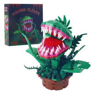 342PCS Creative Horrible Piranha Plant Flower Building Blocks MOC Assemble Bricks Toy Gift For Children Adult Building Block Set