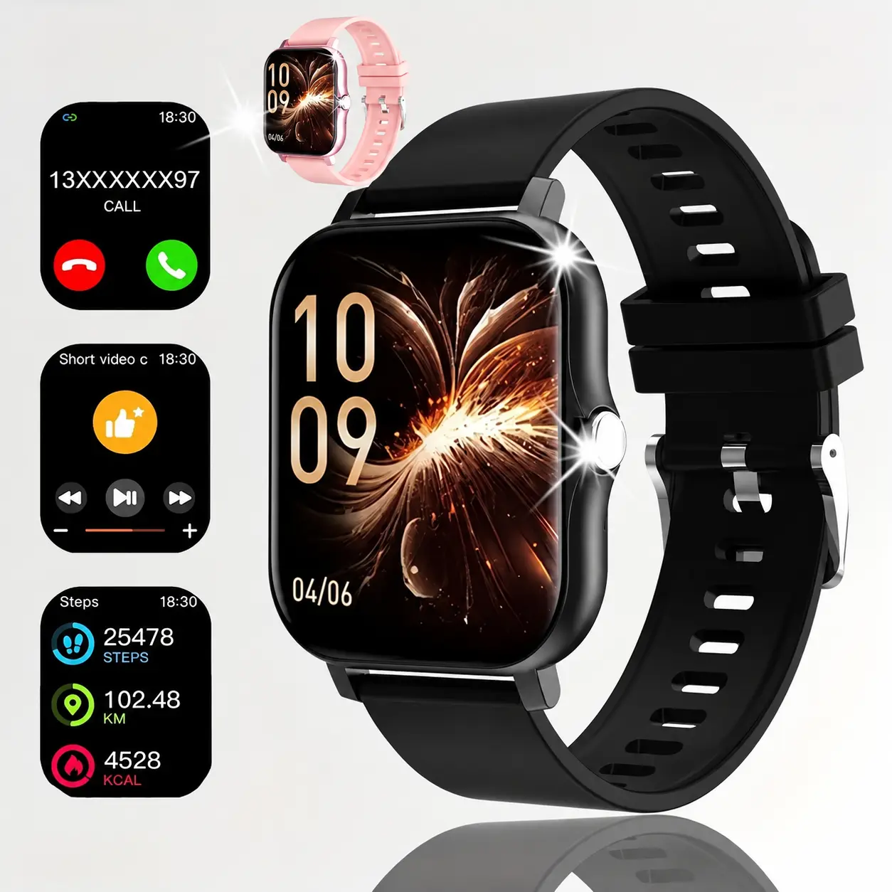 1.83-Inch Bluetooth Calling Smartwatch for Men and Women, Call and Message Notifications, Music Control, Multi-Sport Modes and Pedometer, Phone and Companion App Connection Required,techvibes