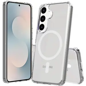 Samsung S25 Fe Magsafe Magnetic Transparent Case, Shockproof Clear Wireless Phone Cover Protector, Protective Anti-Drop Design, Stylish and Durable
