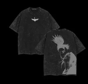 Uchiha - Naruto Anime Double Printed Vintage Washed Tee Unisex Oversize Anime Manga Washed Heavyweight Cotton T-shirt