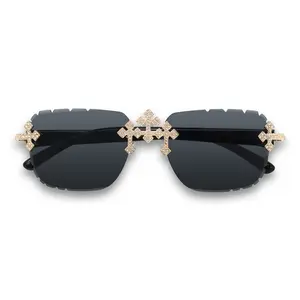 Triple Cross Sunglasses – Black Lens Fashion Sunglasses