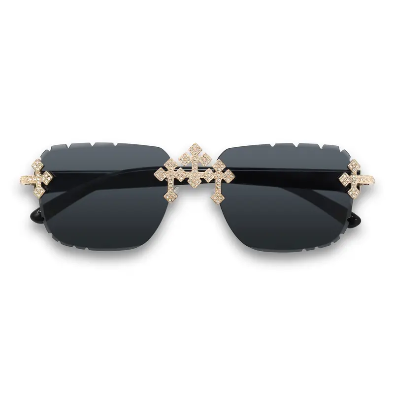 Triple Cross Sunglasses – Black Lens Fashion Sunglasses