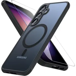 Case for Galaxy A14 5G Phone Case with Glass Screen Protector,[Compatible with MagSafe], Shockproof Matte  Cover for  Galaxy A14 5G Case- Black