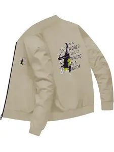 Fashion Personality Witch Printed Baseball Jacket for Daily Casual Trendy Outfits