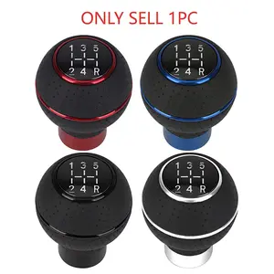 5-Speed Manual Gear Shift Lever Aluminum Leather, Shifter Handle with M8 M10 M11 M12 Adapters, Durable Car Accessory