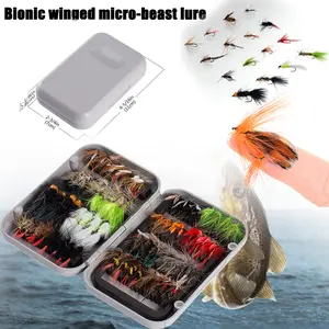 64-pcs fly fishing fly set including dry flies, wet flies, nymphs, streamers, terrestrial flies, leeches, etc. with magnetic fly box, various options for fishing equipment