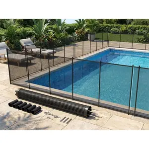 4 x 12 ft Emovable Mesh Pool Safety Fence for Inground Pool with Stainless Steel Feet Protects Kids and Pets