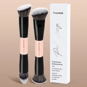 MAANGE 2pcs Professional Double-Ended Makeup Brushes Set, Angled Foundation Brush & Tapered Brush, Angled Contour Brush & Foundation Brush, Essential Beauty Tools for Daily Use, Makeup Accessories Gifts for Friends