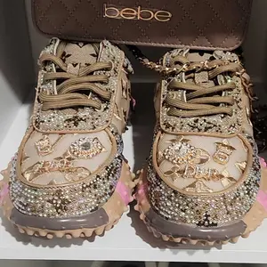 Sweet Cool Full Diamond New Street Casual Sports Shoes, Textile Upper, Rubber Sole, All Seasons, Less Than Ankle Height, Plain Style