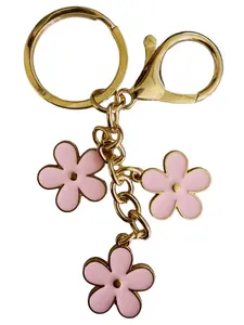 Cute Flower Keychain, Metal Material, Fits Most Keys, Minimalist Cherry Blossom Pendant, Women/girls Car Accessories, Bag Charm