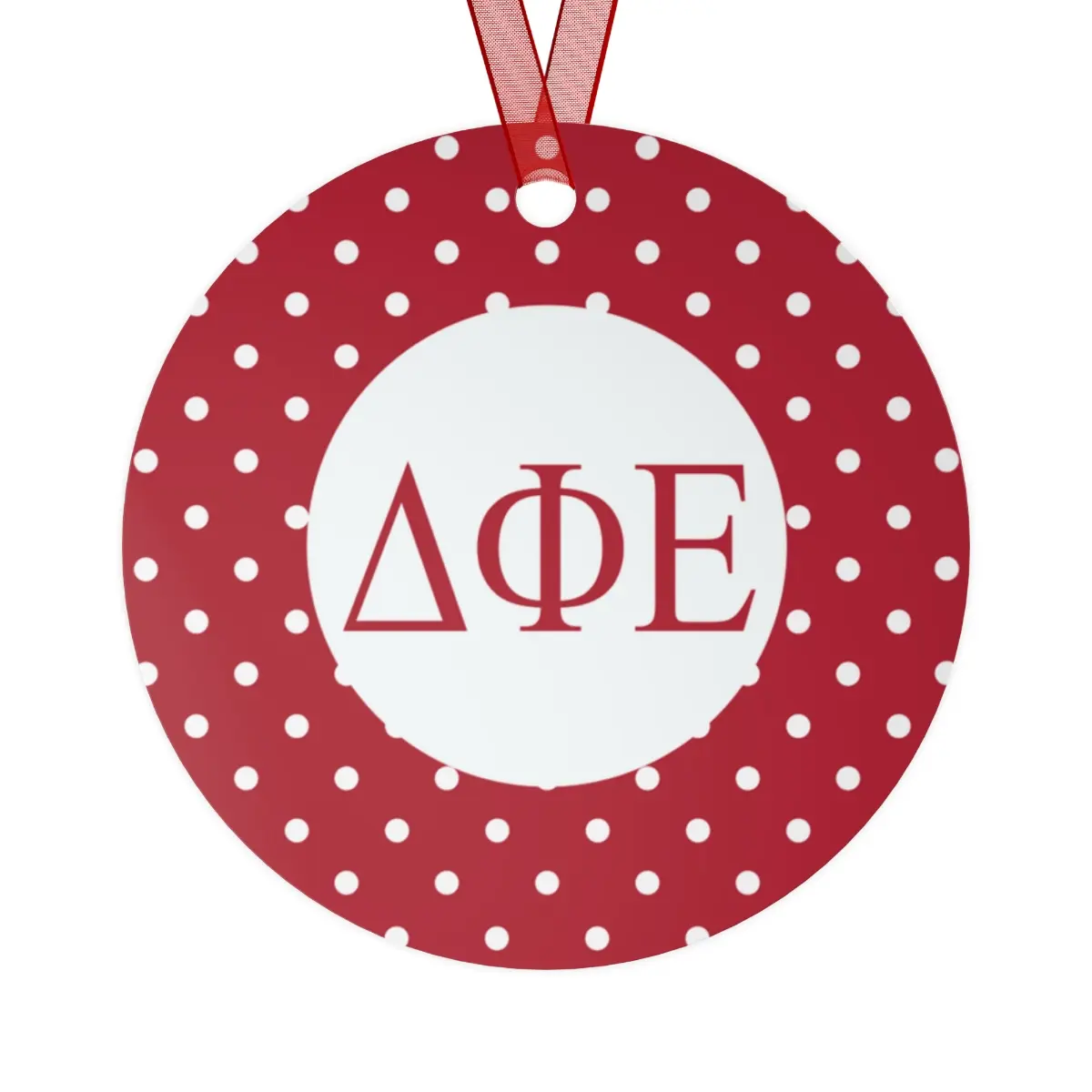 Delta Phi Epsilon Red Polka Dots Christmas Ornaments